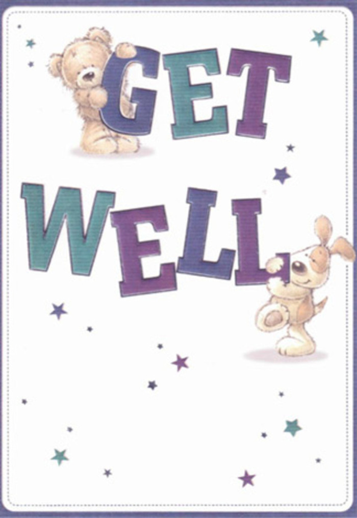 A scene of gentle encouragement unfolds in this warmly rendered get well card, capturing the unique spirit of care that's ingrained in Ascot life. At its heart, a friendly teddy bear with a plush caramel coat sits contentedly, sharing space with an animated puppy whose velvety ears seem made for snuggling. Stars-cheerful bursts of light in purples and aquas-arc around the pair, as if casting good wishes outwards, echoing the tradition of neighbours sending flowers and cards to loved ones along Ascot's picturesque streets. The confident typography anchors the message, with swelling, hand-painted letters shaded in glimmering indigo and teal hues. There is a tactile sense to the illustration: you can almost feel the downy fur of the bear and the soft, sleek touch of the puppy's floppy ears. It evokes the same sense of thoughtful craftsmanship that goes into arranging a bouquet for someone unwell-layering textures, balancing colours, and imbuing every detail with positivity. Sending this card with a hand-tied bouquet from a trusted local Ascot florist transforms a simple gesture into a radiant expression of care, the combined effect buoying the spirit and bringing a gentle, hopeful energy into any home.