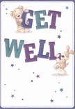 Radiating cheerful optimism, this get well card's joyful design is a testament to the thoughtful care often found in Ascot households. Two irresistibly adorable characters-a plush teddy bear and an exuberant puppy-spill from the vibrant page, their playful forms entwined around large, hand-drawn letters spelling out 'Get Well.' Indigo and teal tones lend the bold typography a confident brightness, while the creamy, soft background feels as gentle as morning light drifting through Ascot windows. Scattered stars in blues and purples twinkle about them, suggesting hope and a sense of possibility, the way a fresh Ascot floral bouquet brings promise to someone in recovery. The bear's fur and the puppy's floppy ears are illustrated with meticulous strokes that invite the touch, echoing the comfort of a kind embrace. With every detail, this card becomes more than a message; it's an emotional salve that delivers not only a wish for wellness but the tangible warmth and support of a caring local community, much like the uplifting presence of fresh flowers sent from Flowers Ascot to a neighbour in need.
